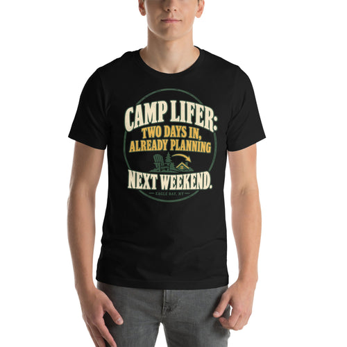 Front print of the Eagle Bay Camp Lifer tee