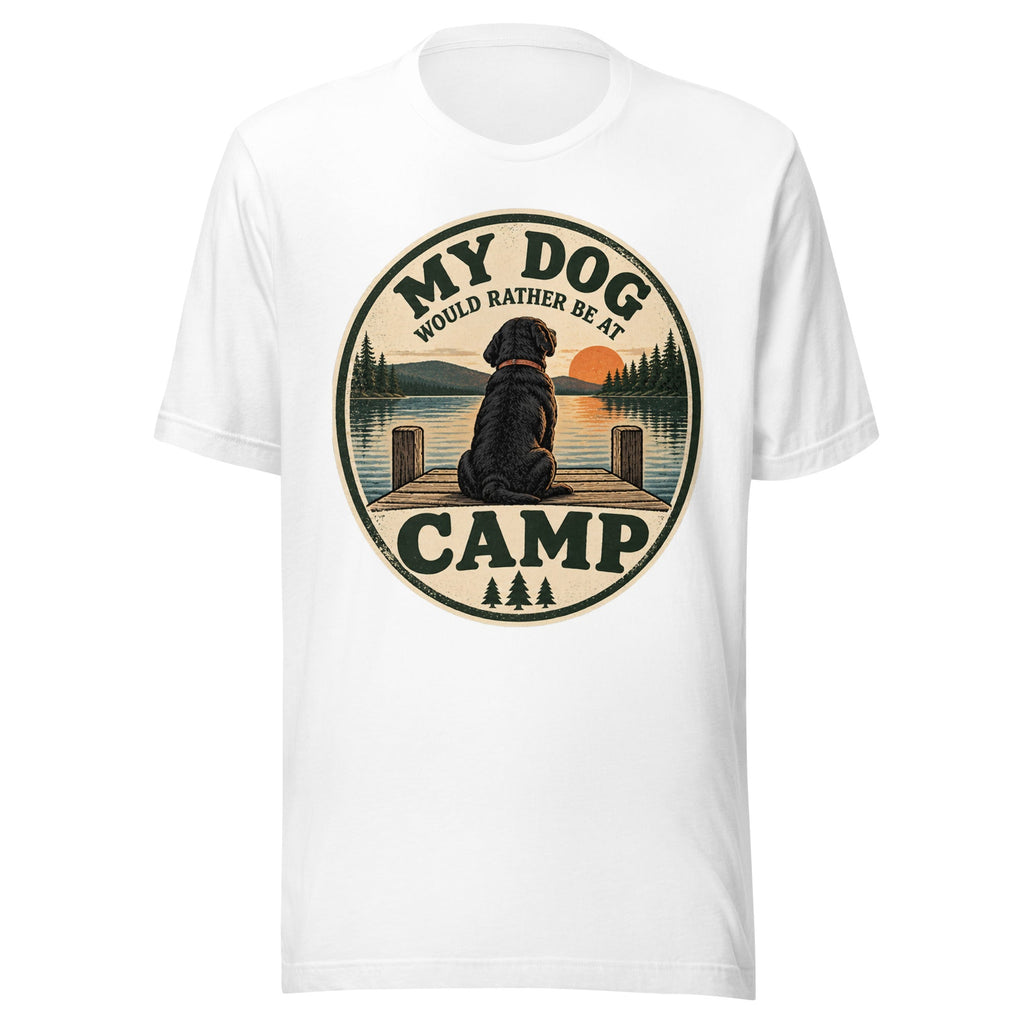 My Dog Would Rather Be at Camp — Adirondack Camp Dog Tee — front view of the printed tee